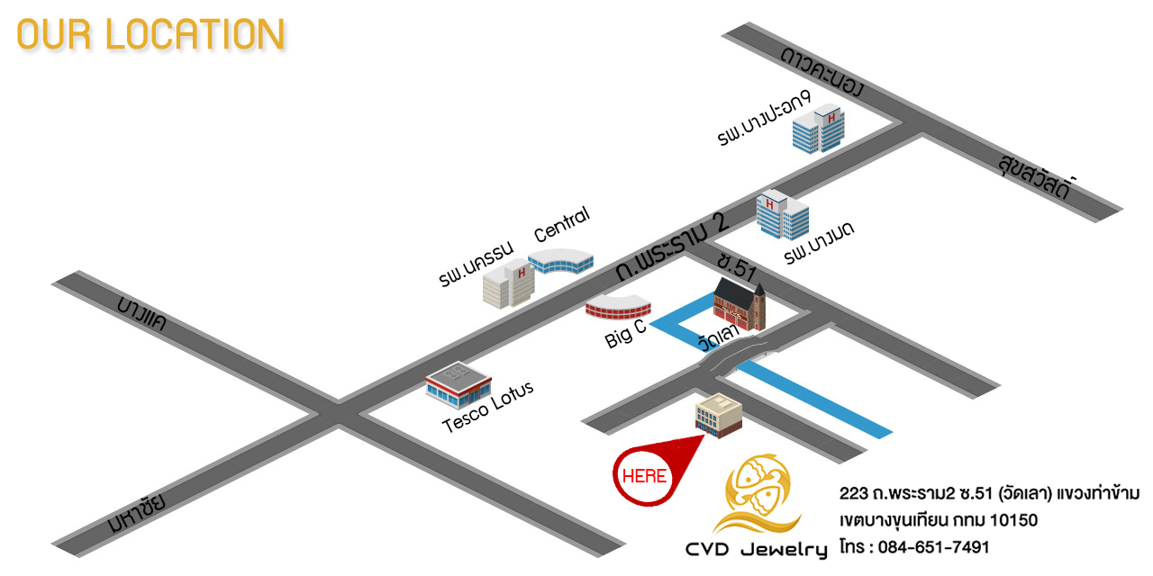 แผนที่ตั้งร้านค้า ร้านเพชรCVDJewelry