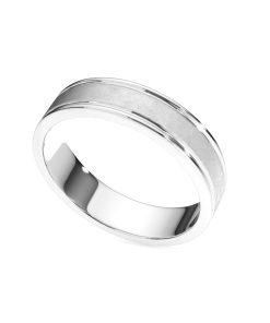 แหวน ผู้ชาย ทรงปลอกมีด เกลี้ยง ลายเส้นขอบคู่ พ่นทราย (1RG76)