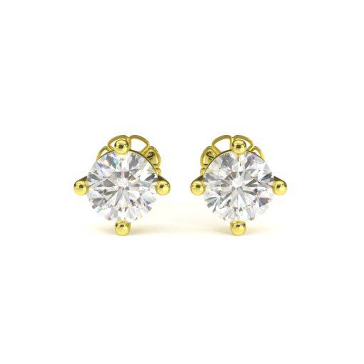 ต่างหูเพชรแท้ Lab Grown Diamond ผู้หญิง เม็ดเดี่ยว 1.00 กะรัต 4 เสาเตย ทรงเบสิก (1ER17)