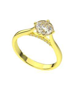 แหวน ผู้หญิง เม็ดชู 1 กะรัต กะเปาะทรงกลีบใบไม้ ประดับเพชรใต้ฐาน (1RG102)