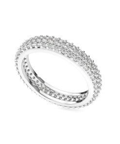 แหวนเพชรแท้ Lab Grown Diamond ผู้หญิง เพชรรอบนิ้ว ทรงปลอกมีด ฝังเพชร3แถว เต็มหน้าแหวน (1RG105)