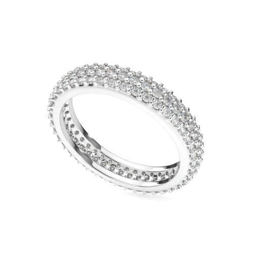 แหวนเพชรแท้ Lab Grown Diamond ผู้หญิง เพชรรอบนิ้ว ทรงปลอกมีด ฝังเพชร3แถว เต็มหน้าแหวน (1RG105)