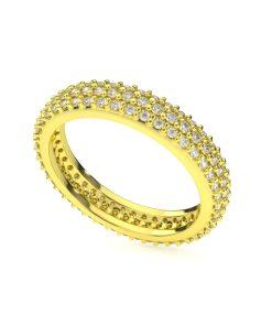 แหวนเพชรแท้ Lab Grown Diamond ผู้หญิง เพชรรอบนิ้ว ทรงปลอกมีด ฝังเพชร3แถว เต็มหน้าแหวน (1RG105)