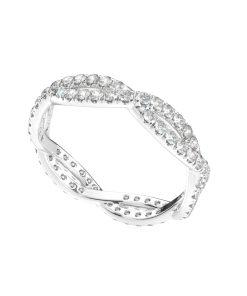 แหวนเพชรแท้ Lab Grown Diamond ผู้หญิง เพชรรอบนิ้ว ไซส์ 1 ตังค์ ลายคลื่นถัก ก้านไขว้ (1RG106)
