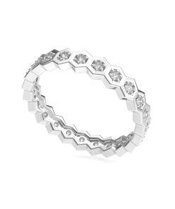 แหวนเพชรแท้ Lab Grown Diamond ผู้หญิง เพชรรอบนิ้ว ไซส์ 1 ตังค์ ทรงโมเดิร์น เรียบหรู (1RG108)