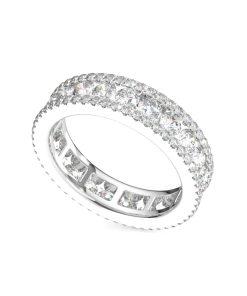 แหวนเพชรแท้ Lab Grown Diamond ผู้หญิง เพชรรอบนิ้ว 3 แถว ตรงกลางไซส์ 10 ตังค์ (1RG116)