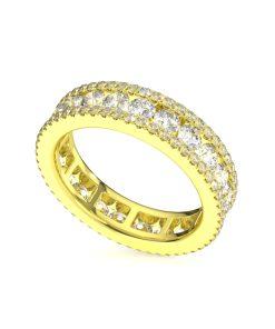 แหวนเพชรแท้ Lab Grown Diamond ผู้หญิง เพชรรอบนิ้ว 3 แถว ตรงกลางไซส์ 10 ตังค์ (1RG116)