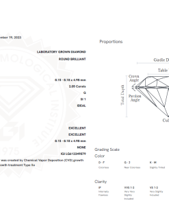 เพชรแท้ Lab Grown Diamond 2.05 กะรัต น้ำ 97 เกรด SI1 H&A EX EX N พร้อมเซอร์ IGI (1CER508)