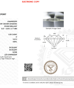 เพชรแท้ Lab Grown Diamond 0.50 กะรัต น้ำ 100 เกรด VVS2 ID EX EX N พร้อมเซอร์ IGI (1CER1241)