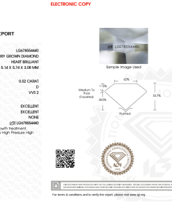 เพชรแท้ Lab Grown Diamond 0.52 กะรัต น้ำ 100 เกรด VVS2 EX EX N พร้อมเซอร์ IGI (1CER1187)