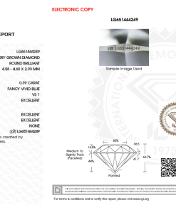 เพชรแท้ Lab Grown Diamond 0.39 กะรัต น้ำ BLUE เกรด VS1 EX EX EX N พร้อมเซอร์ IGI (1CER1322)