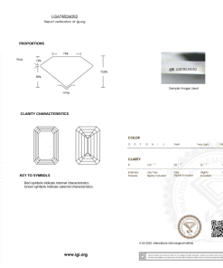 เพชรแท้ Lab Grown Diamond 1.00 กะรัต น้ำ 100 เกรด VVS2 EX EX N พร้อมเซอร์ IGI (1CER1328)
