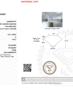 เพชรแท้ Lab Grown Diamond 0.51 กะรัต น้ำ 100 เกรด VVS2 EX EX N พร้อมเซอร์ IGI (1CER1354)