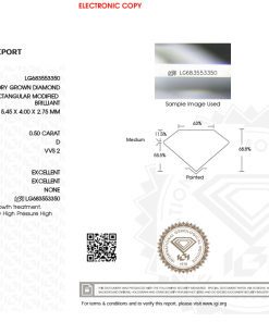 เพชรแท้ Lab Grown Diamond 0.50 กะรัต น้ำ 100 เกรด VVS2 EX EX N พร้อมเซอร์ IGI (1CER1363)
