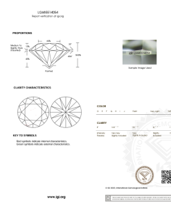 เพชรแท้ Lab Grown Diamond 1.00 กะรัต น้ำ 100 เกรด VVS2 ID EX EX N พร้อมเซอร์ IGI (1CER1405)