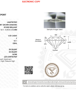 เพชรแท้ Lab Grown Diamond 0.50 กะรัต น้ำ 98 เกรด VS1 ID EX EX N พร้อมเซอร์ IGI (1CER1412)