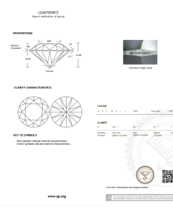 เพชรแท้ Lab Grown Diamond 1.02 กะรัต น้ำ 100 เกรด VVS2 ID EX EX N พร้อมเซอร์ IGI (1CER1410)