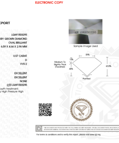 เพชรแท้ Lab Grown Diamond 0.57 กะรัต น้ำ 100 เกรด VVS2 EX EX N พร้อมเซอร์ IGI (1CER1355)