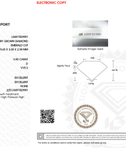 เพชรแท้ Lab Grown Diamond 0.50 กะรัต น้ำ 100 เกรด VVS2 EX EX N พร้อมเซอร์ IGI (1CER1331)