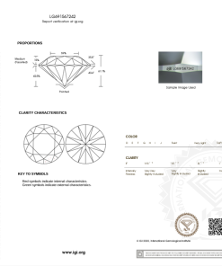 เพชรแท้ Lab Grown Diamond 1.03 กะรัต น้ำ 100 เกรด VVS2 ID EX EX N พร้อมเซอร์ IGI (1CER1409)
