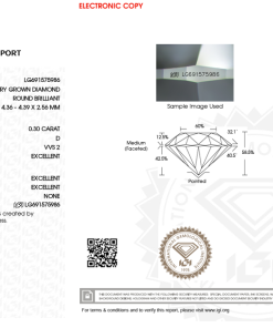 เพชรแท้ Lab Grown Diamond 0.30 กะรัต น้ำ 100 เกรด VVS2 EX EX EX N พร้อมเซอร์ IGI (1CER1421)