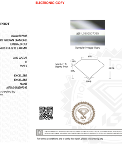 เพชรแท้ Lab Grown Diamond 0.40 กะรัต น้ำ 100 เกรด VVS2 EX EX N พร้อมเซอร์ IGI (1CER1334)