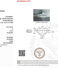 เพชรแท้ Lab Grown Diamond 0.30 กะรัต น้ำ 100 เกรด VVS2 EX EX EX N พร้อมเซอร์ IGI (1CER1418)