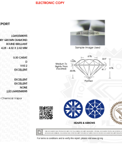 เพชรแท้ Lab Grown Diamond 0.30 กะรัต น้ำ 100 เกรด VVS2 EX EX EX N พร้อมเซอร์ IGI (1CER1417)