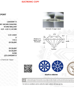 เพชรแท้ Lab Grown Diamond 0.30 กะรัต น้ำ 100 เกรด VVS2 EX EX EX N พร้อมเซอร์ IGI (1CER1416)