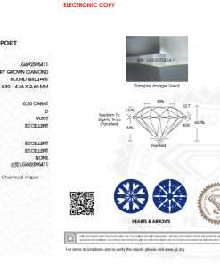 เพชรแท้ Lab Grown Diamond 0.30 กะรัต น้ำ 100 เกรด VVS2 EX EX EX N พร้อมเซอร์ IGI (1CER1415)