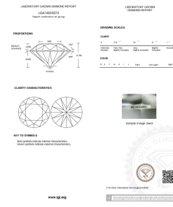 เพชรแท้ Lab Grown Diamond 1.50 กะรัต น้ำ 97 เกรด SI1 ID EX EX N พร้อมเซอร์ IGI (1CER487)