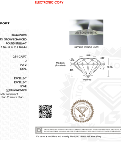 เพชรแท้ Lab Grown Diamond 0.51 กะรัต น้ำ 100 เกรด VVS2 ID EX EX N พร้อมเซอร์ IGI (1CER1448)