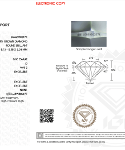 เพชรแท้ Lab Grown Diamond 0.50 กะรัต น้ำ 100 เกรด VVS2 EX EX EX N พร้อมเซอร์ IGI (1CER1449)