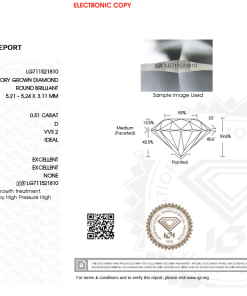 เพชรแท้ Lab Grown Diamond 0.51 กะรัต น้ำ 100 เกรด VVS2 ID EX EX N พร้อมเซอร์ IGI (1CER1523)