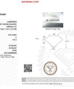 เพชรแท้ Lab Grown Diamond 0.50 กะรัต น้ำ 100 เกรด VVS2 EX EX N พร้อมเซอร์ IGI (1CER1571)