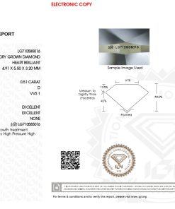 เพชรแท้ Lab Grown Diamond 0.51 กะรัต น้ำ 100 เกรด VVS1 EX EX N พร้อมเซอร์ IGI (1CER1632)