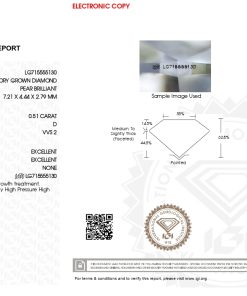 เพชรแท้ Lab Grown Diamond 0.51 กะรัต น้ำ 100 เกรด VVS2 EX EX N พร้อมเซอร์ IGI (1CER1635)