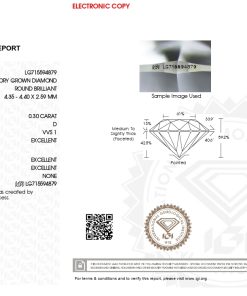 เพชรแท้ Lab Grown Diamond 0.30 กะรัต น้ำ 100 เกรด VVS1 EX EX EX N พร้อมเซอร์ IGI (1CER1652)