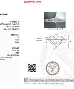 เพชรแท้ Lab Grown Diamond 0.30 กะรัต น้ำ 100 เกรด VVS2 ID EX EX N พร้อมเซอร์ IGI (1CER1653)