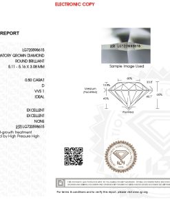 เพชรแท้ Lab Grown Diamond 0.50 กะรัต น้ำ 100 เกรด VVS1 ID EX EX N พร้อมเซอร์ IGI (1CER1650)