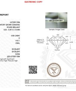 เพชรแท้ Lab Grown Diamond 0.50 กะรัต น้ำ 100 เกรด VVS1 ID EX EX N พร้อมเซอร์ IGI (1CER1649)