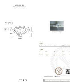 เพชรแท้ Lab Grown Diamond 1.00 กะรัต น้ำ 100 เกรด VVS1 EX EX EX N พร้อมเซอร์ IGI (1CER1680)