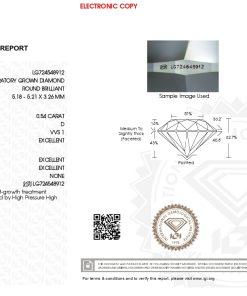 เพชรแท้ Lab Grown Diamond 0.54 กะรัต น้ำ 100 เกรด VVS1 EX EX EX N พร้อมเซอร์ IGI (1CER1690)