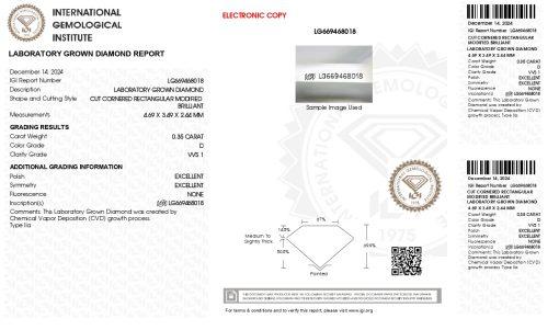เพชรแท้ Lab Grown Diamond 0.35 กะรัต น้ำ 100 เกรด VVS1 EX EX N พร้อมเซอร์ IGI (1CER1739)