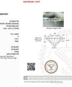 เพชรแท้ Lab Grown Diamond 0.31 กะรัต น้ำ 100 เกรด VVS1 ID EX EX N พร้อมเซอร์ IGI (1CER1774)