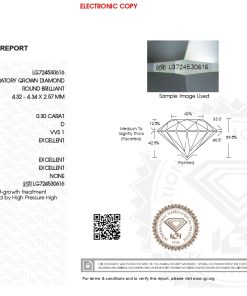 เพชรแท้ Lab Grown Diamond 0.30 กะรัต น้ำ 100 เกรด VVS1 EX EX EX N พร้อมเซอร์ IGI (1CER1832)