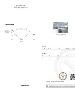 เพชรแท้ Lab Grown Diamond 2.02 กะรัต น้ำ 100 เกรด VVS2 EX EX N พร้อมเซอร์ IGI (1CER1795)