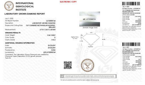 เพชรแท้ Lab Grown Diamond 0.34 กะรัต น้ำ 100 เกรด VVS2 EX EX N พร้อมเซอร์ IGI (1CER1895)