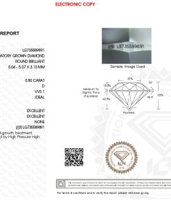 เพชรแท้ Lab Grown Diamond 0.50 กะรัต น้ำ 100 เกรด VVS1 ID EX EX N พร้อมเซอร์ IGI (1CER1953)