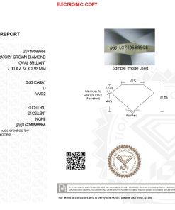 เพชรแท้ Lab Grown Diamond 0.60 กะรัต น้ำ 100 เกรด VVS2 EX EX N พร้อมเซอร์ IGI (1CER1997)